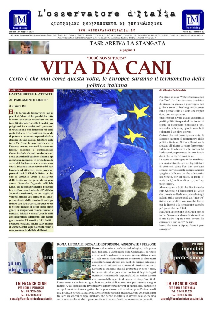 L'osservatore d'Italia edizione del 19 Maggio 2014